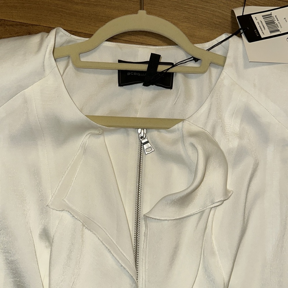 NWT BCBGMAXAZRIA Preston cascade front jacket - white - L - Picture 4 of 5